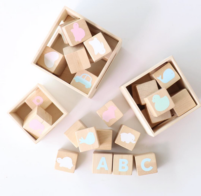 Wooden Alphabet Blocks - Sky
