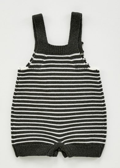 Felix Knit Romper - Dark Grey Stripe