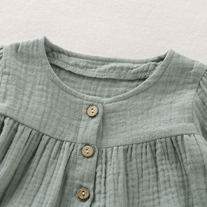 Imara Muslin Shorts and Blouse Set - Seafoam
