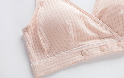 Leiya Front Closure Cotton Rib Nursing Bra - Dove