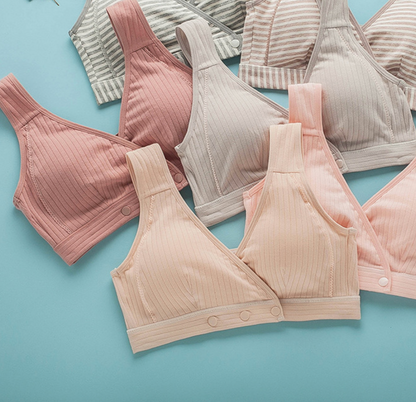 Leiya Front Closure Cotton Rib Nursing Bra - Dusky Pink