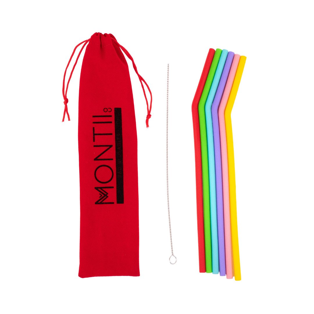 MontiiCo Silicone Straw Set | Fruity Pop Colours | Reusable