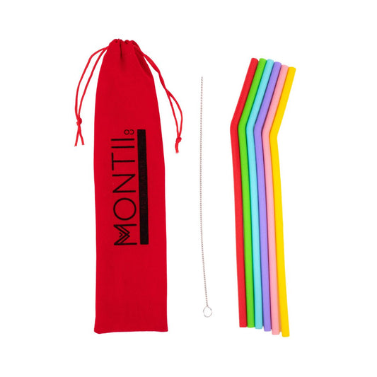 MontiiCo Silicone Straw Set | Fruity Pop Colours | Reusable