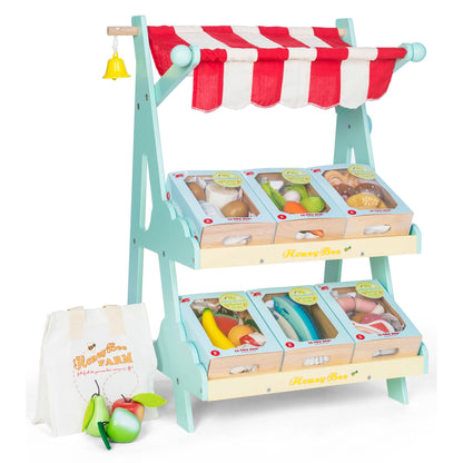 Le Toy Van - Honeybee Market with Shopping Bag and Crate of Fruit