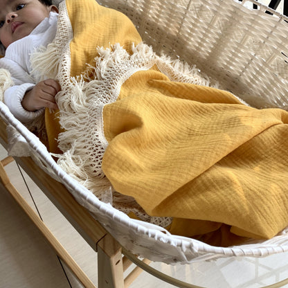 Wild Skye - Double Muslin Fringed Swaddle - Tuscan Sun