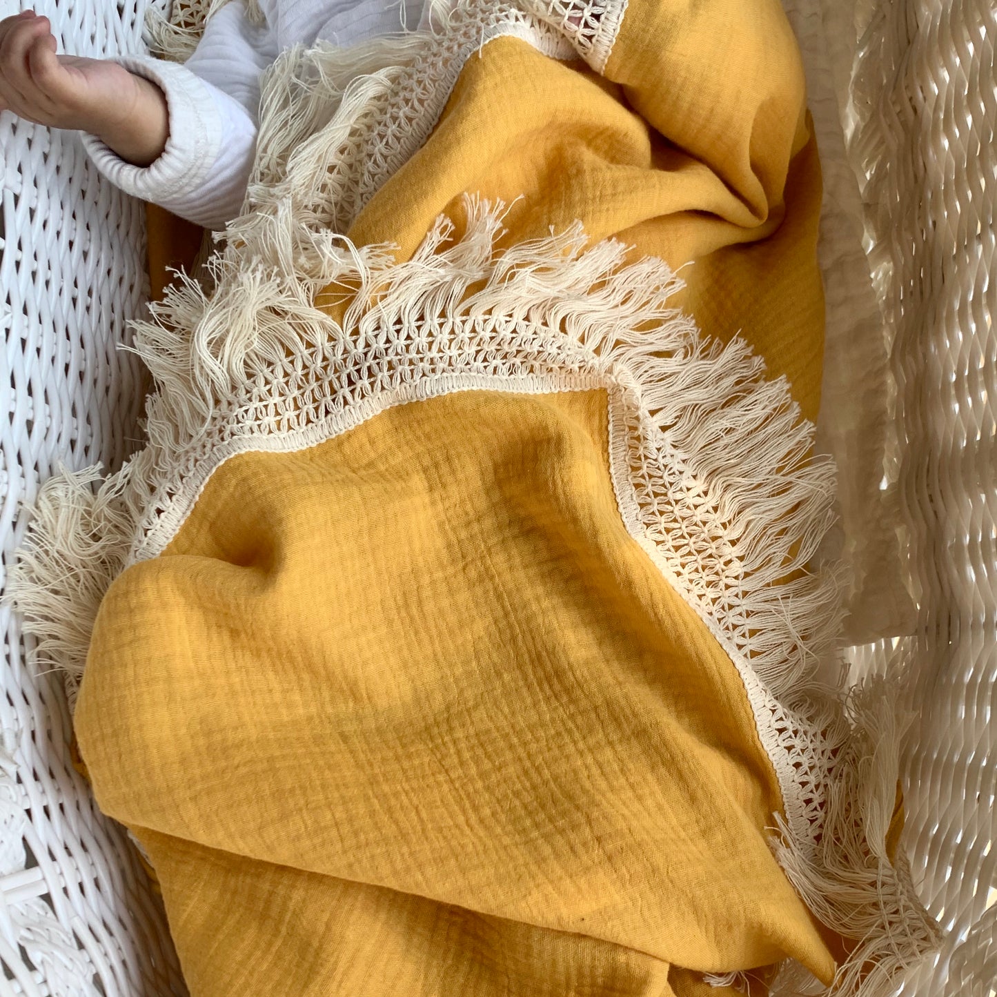Wild Skye - Double Muslin Fringed Swaddle - Tuscan Sun