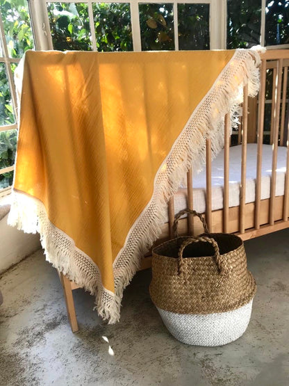 Wild Skye - Double Muslin Fringed Swaddle - Tuscan Sun