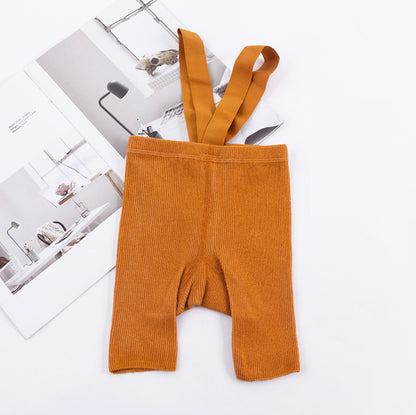 Unisex Ribbed Suspender Shorts - Ginger