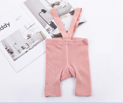 Unisex Ribbed Suspender Shorts - Rose