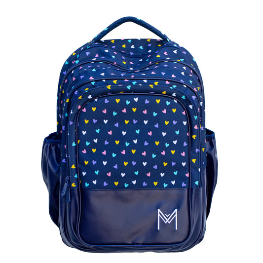 MontiiCo School Bag | Navy Hearts | For Kids & Teens