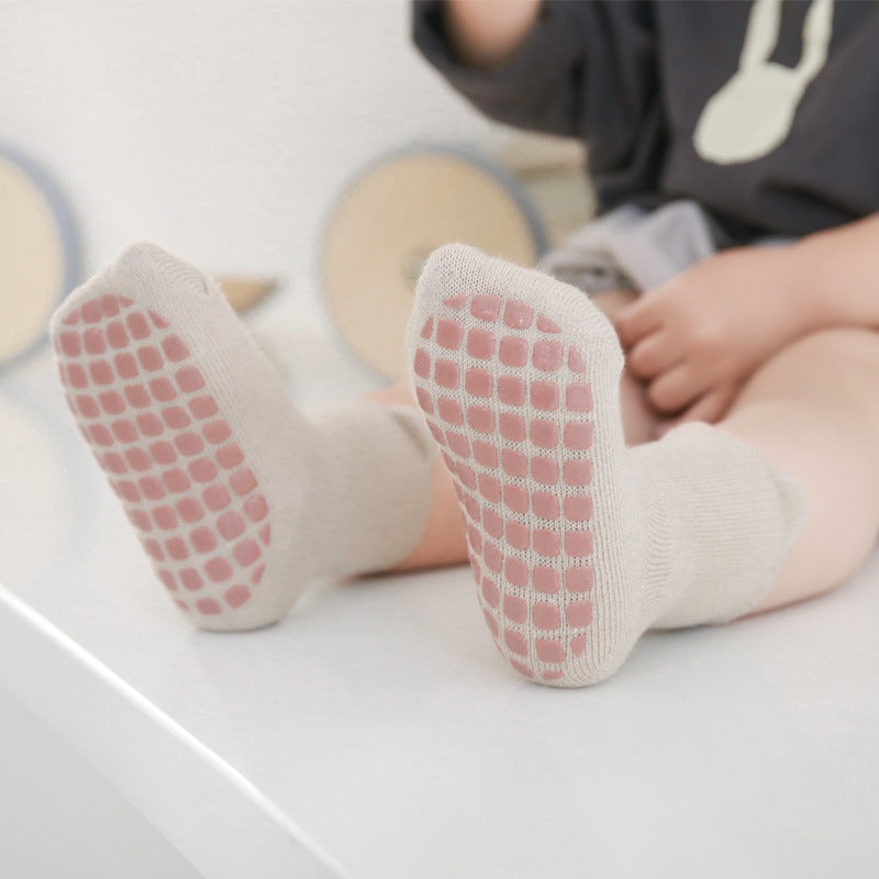 Non-Slip Cotton Baby Socks - Beige Raccoon