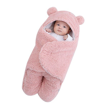 Teddy Bear Swaddle Wrap Suit with Quilted Lining - Blush