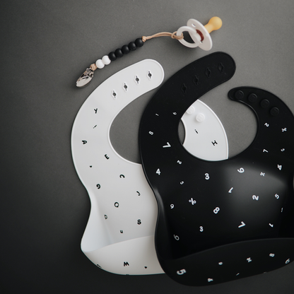 Mushie Silicone Bib - Black Numbers