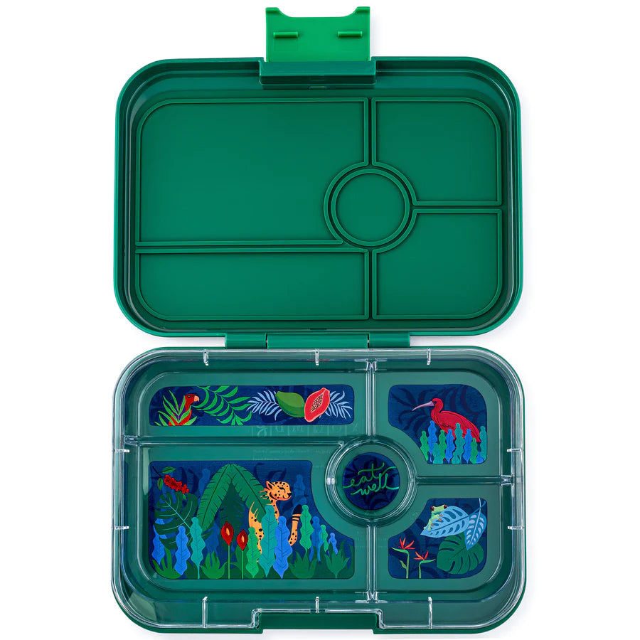 Yumbox Tapas Lunch Box | Greenwich Green with Jungle Tray | 5 Compartment
