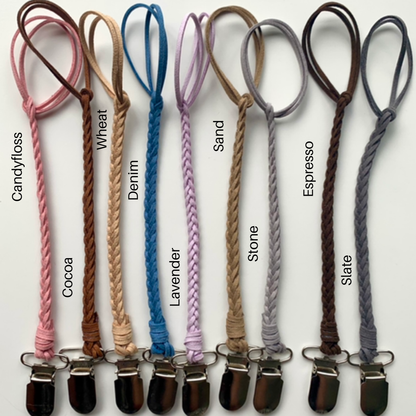 Pacifier Holder - Braided Suede