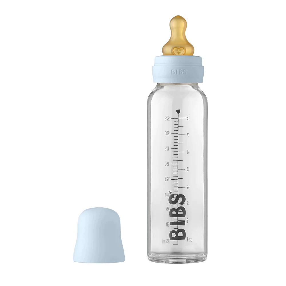 BIBS - Glass Bottle Complete Set 225ml - Baby Blue