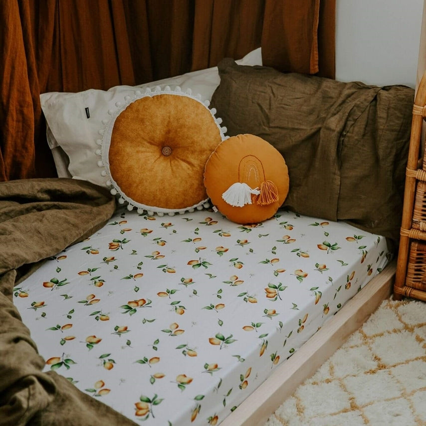 Snuggle Hunny Kids  Fitted Cot Sheet - Lemon