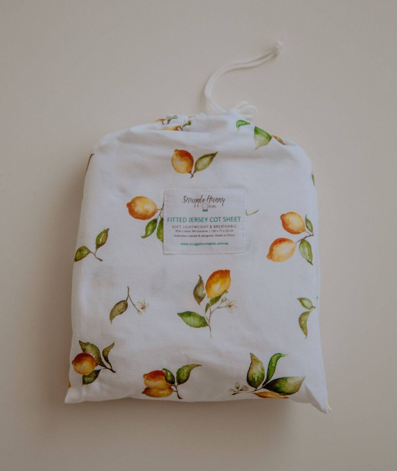 Snuggle Hunny Kids  Fitted Cot Sheet - Lemon