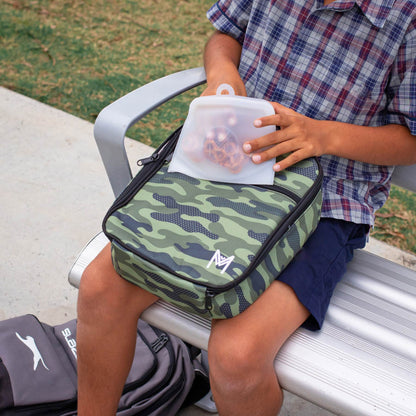 MontiiCo Large Insulated Lunch Bag with Ice Pack - Camouflage