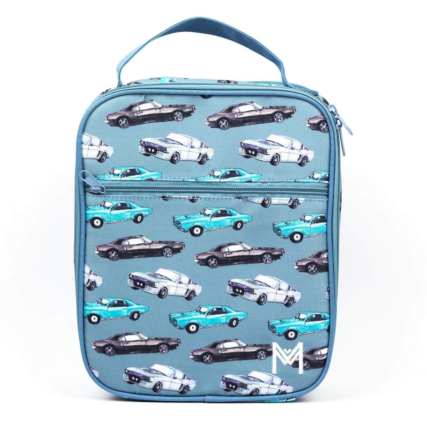 MontiiCo Large Insulated Lunch Bag with Ice Pack - Cars