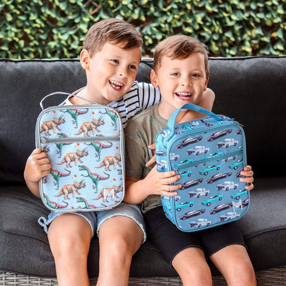 MontiiCo Large Insulated Lunch Bag with Ice Pack - Cars