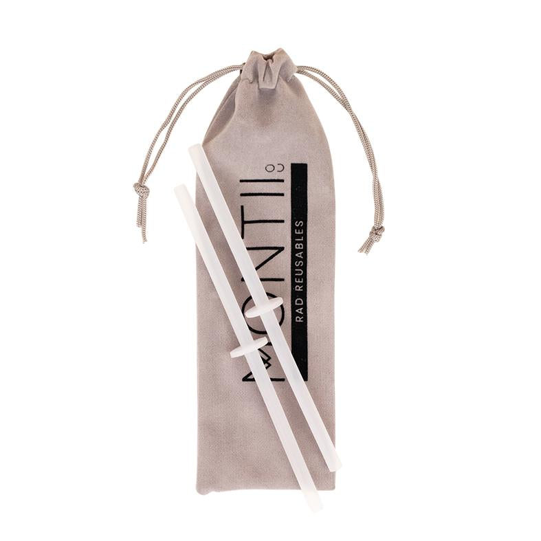 MontiiCo Mini Silicone Straw Set | Clear