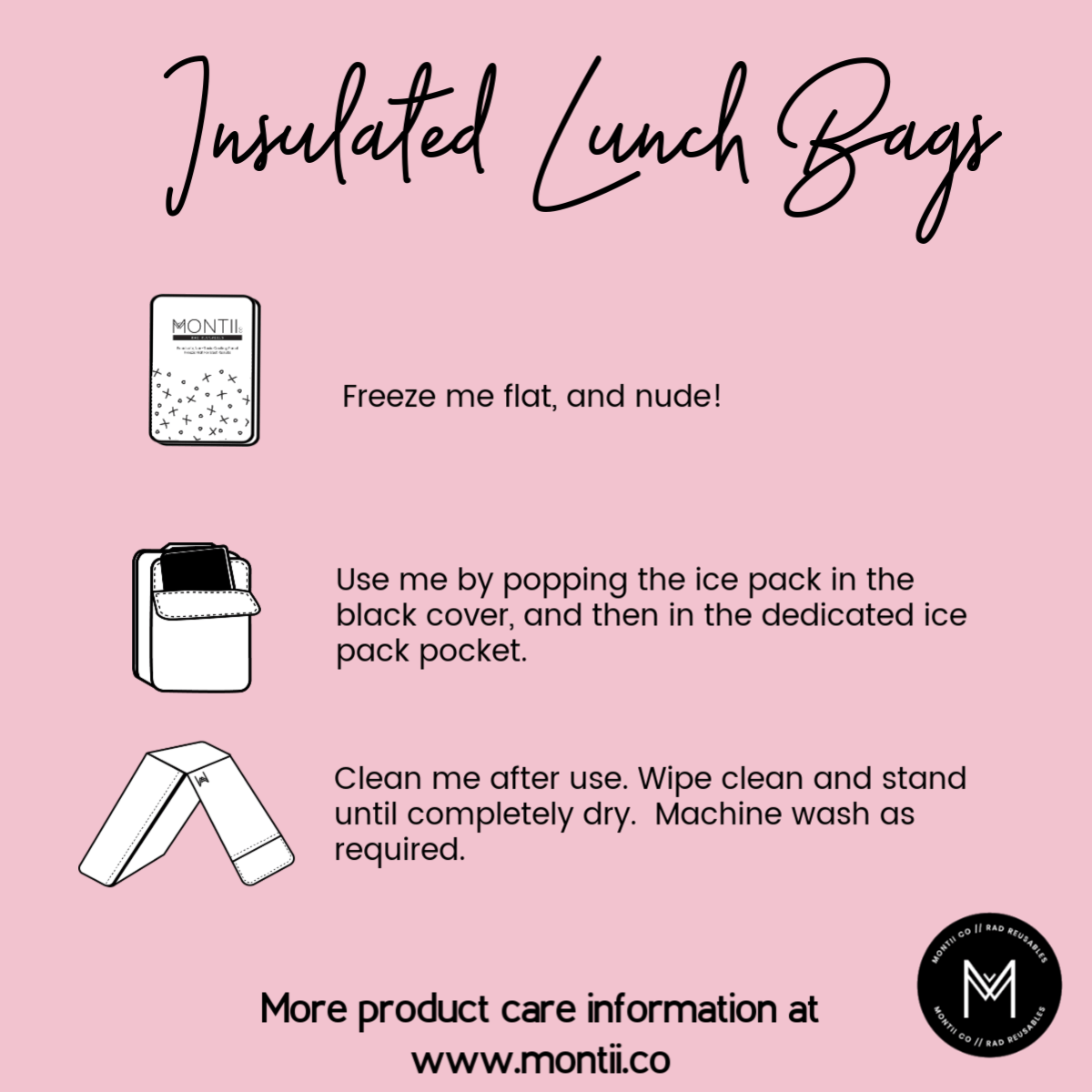 MontiiCo Insulated Lunch Bag with Ice Pack - Unicorn