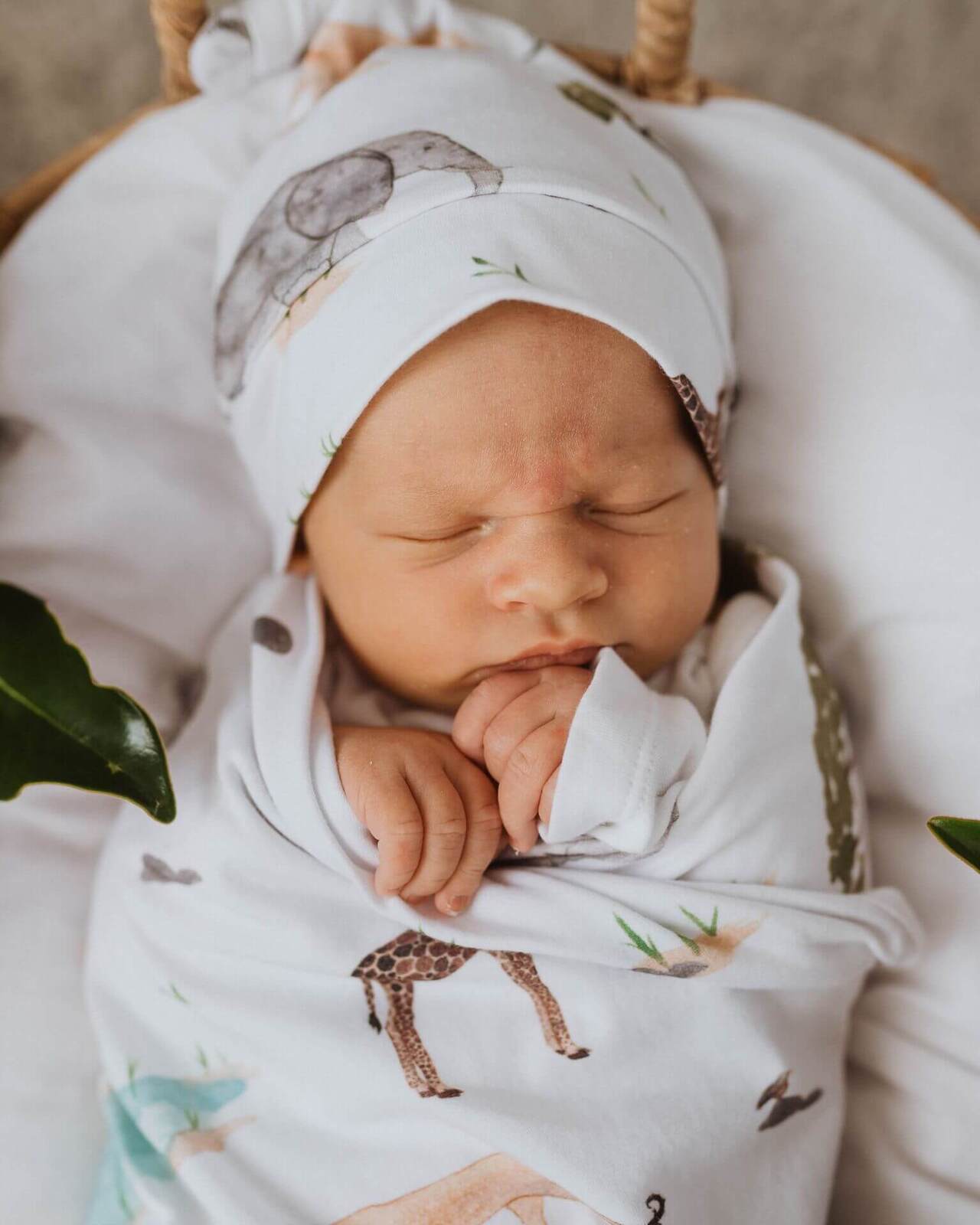 Snuggle Hunny Kids Safari Jersey Wrap &amp; Beanie Set