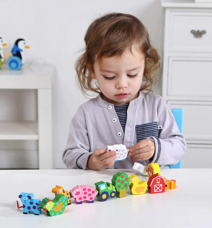 Wooden Lacing Blocks - Farm